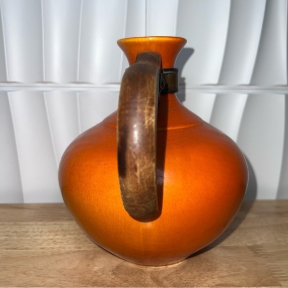 Metlox Pottery Wooden Handle Pitcher Vase - Picture 2 of 5